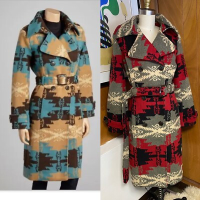 Tasha Polizzi Coat Sz S faun Tribal Southwestern belted blanket black red gray | eBay US