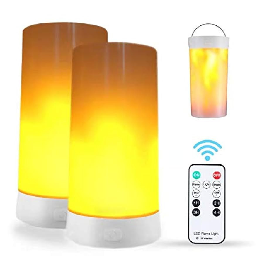 2PCS LED Flame Light, USB Rechargeable Flame Lamp with Remote & Timer, Waterproof Dimmable Flamel... | Amazon (US)
