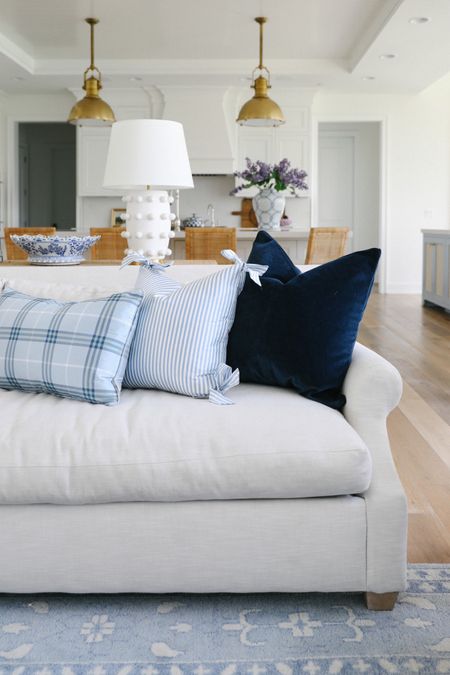 Our new living room pillows from Caitlin Wilson. I selected navy velvet pillows, French blue striped pillows with beautiful bow details, and a plaid lumbar to tie everything in. 



#LTKhome #LTKFind #LTKstyletip