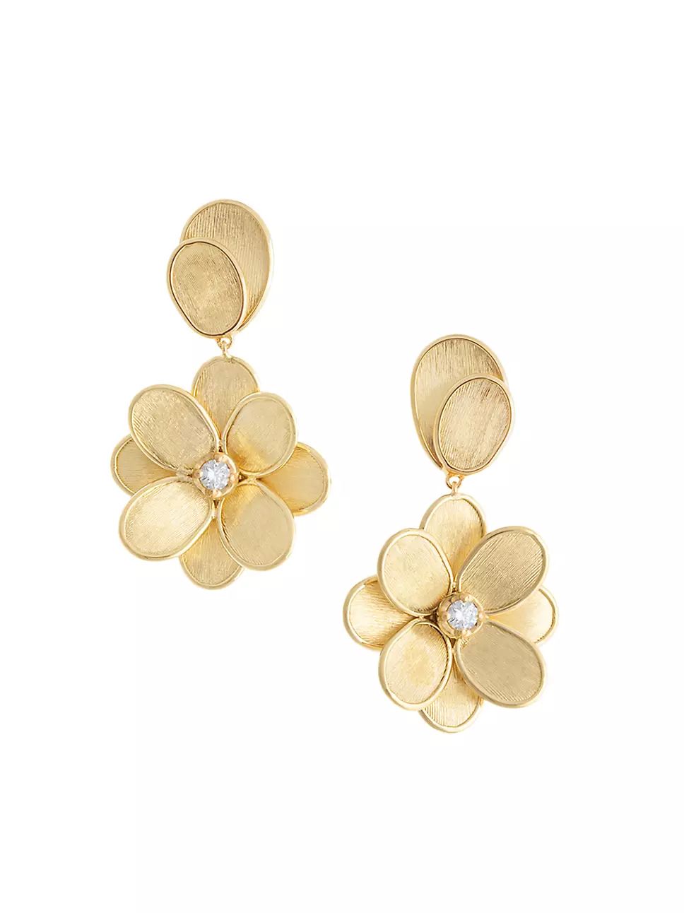 Petali 18K Yellow Gold & Diamond Flower Drop Earrings | Saks Fifth Avenue