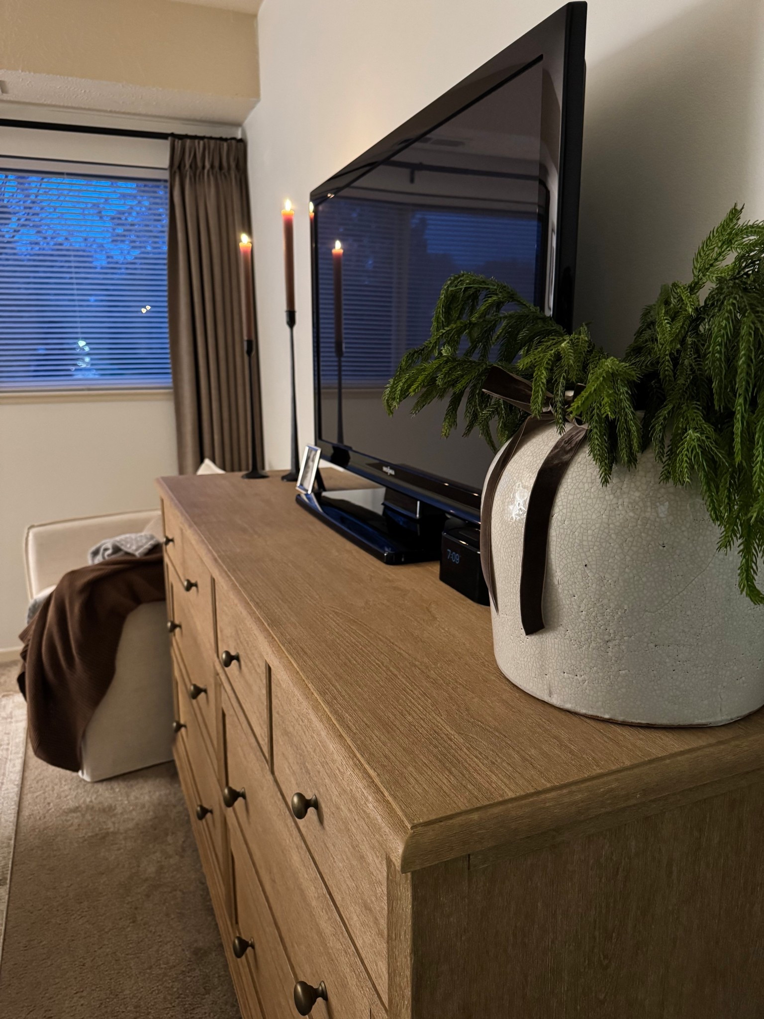 Wood dresser, white vase, Norfolk stems, Norfolk pine, Afloral Christmas stems, brown curtains

#LTKHoliday #LTKHome #LTKCyberWeek

#LTKHoliday #LTKSaleAlert #LTKHome