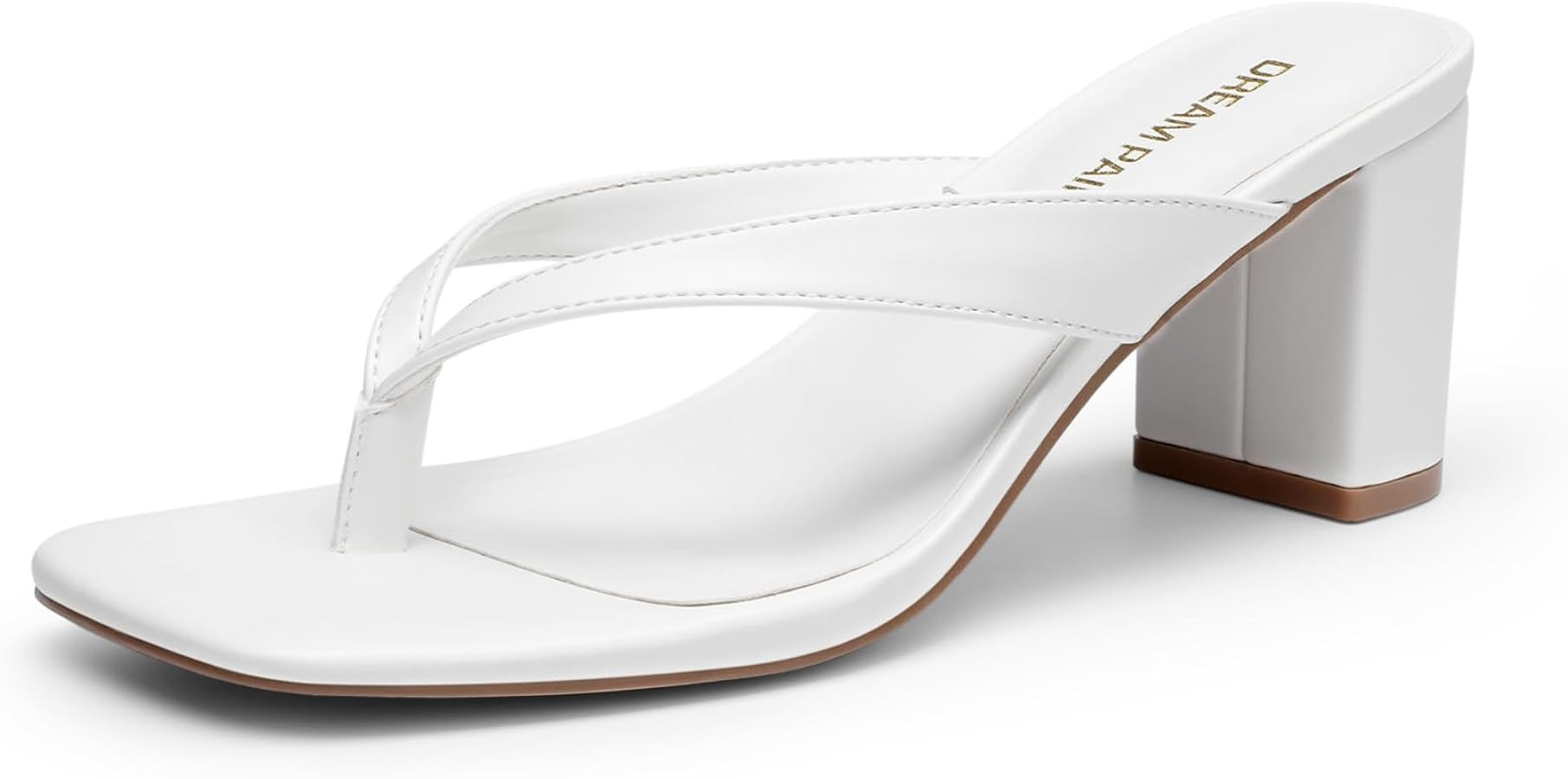 DREAM PAIRS Women's Chunky Low Heel Thong Sandals | Amazon (US)
