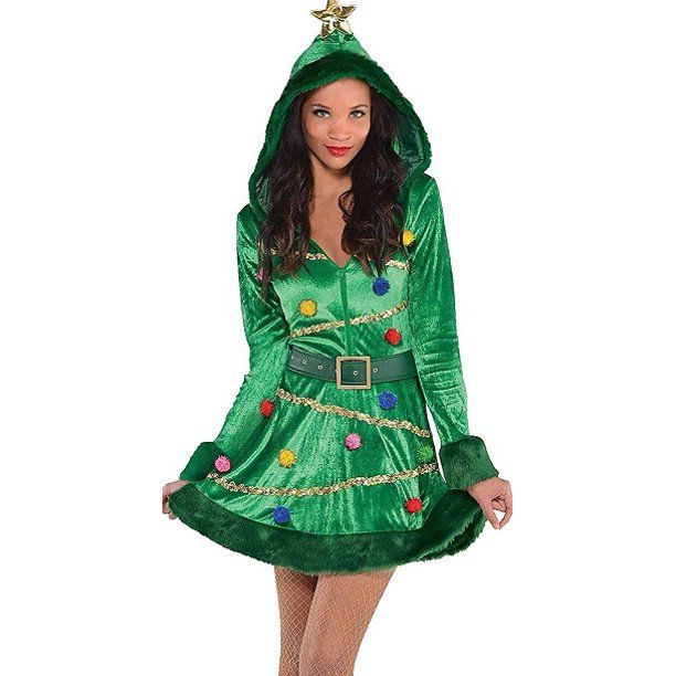 Harborsoul Christmas Cosplay Costumes Short Sleeve Christmas Tree Dress for Women with Hat | Walmart (US)