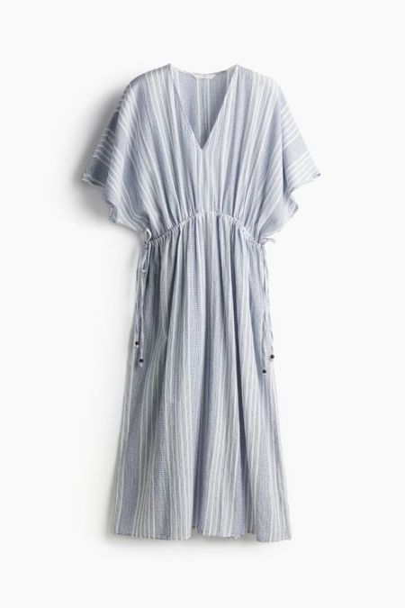 Blue and white striped drawstring waist midi dress 

#LTKfindsunder50 #LTKSeasonal #LTKstyletip
