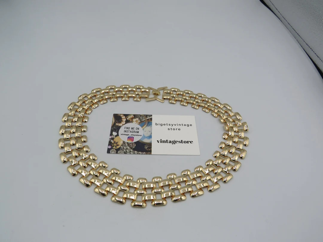 Stunning Gold Tone Panther Link Statement Necklace, Very Chic, Excellent Condition, Lightweight T... | Etsy (UK)