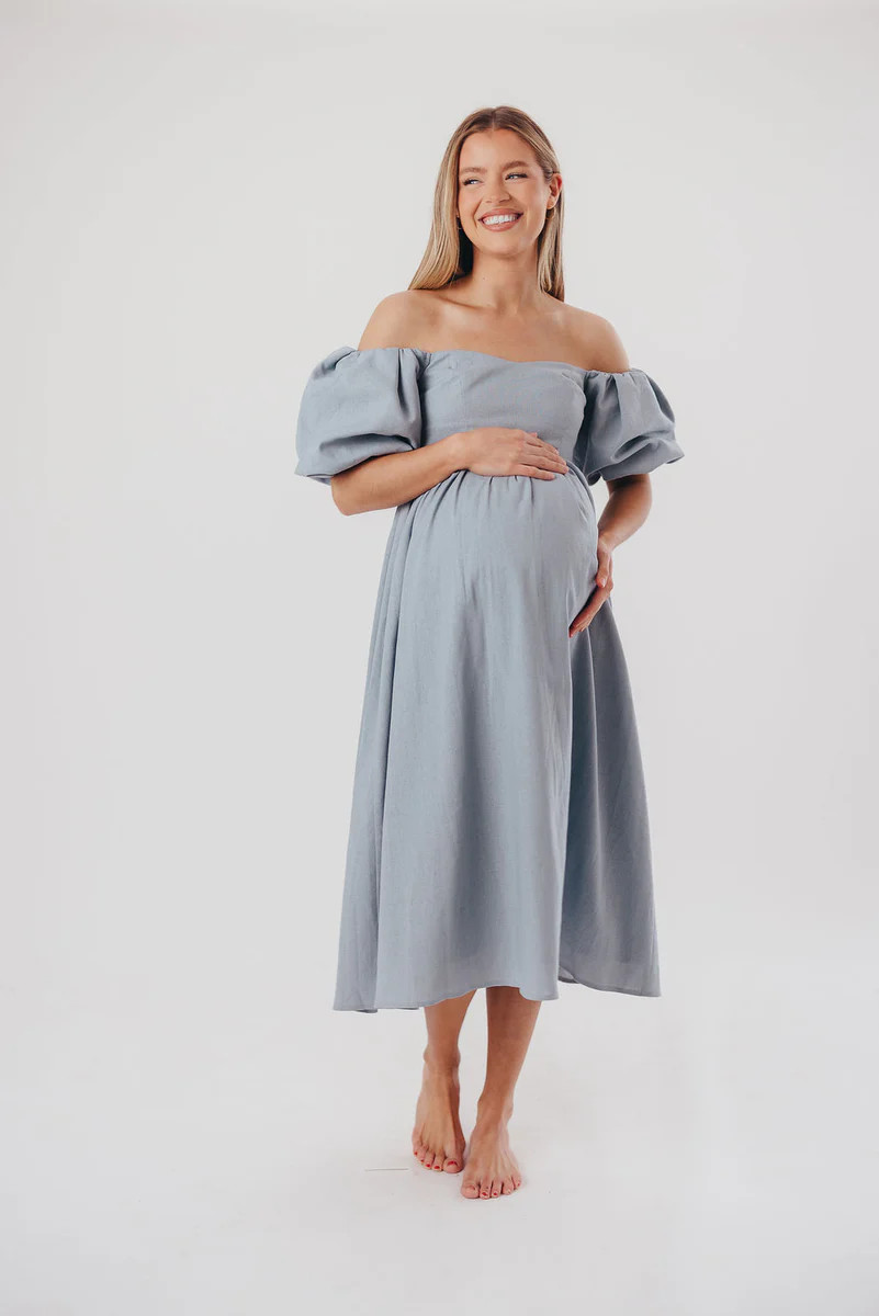 Hamilton Midi Dress in Denim Blue - Bump Friendly (S-XL) | Worth Collective