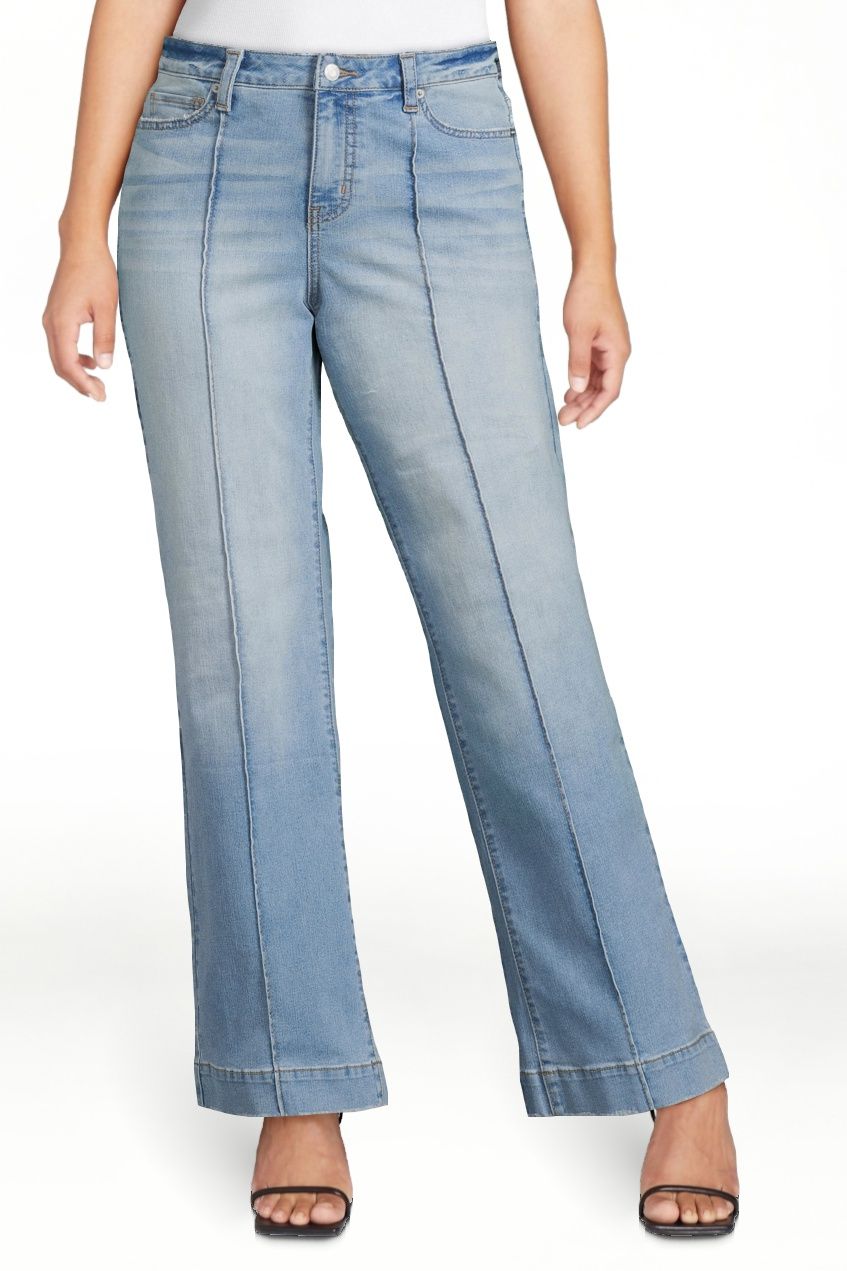 Time and Tru Women's Mid Rise Wide Leg Jeans, 31" Inseam for Regular | Walmart (US)