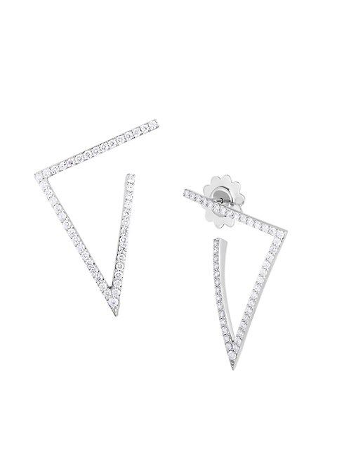Diamond Classic 18K White Gold & Diamond Triangular Drop Earrings | Saks Fifth Avenue