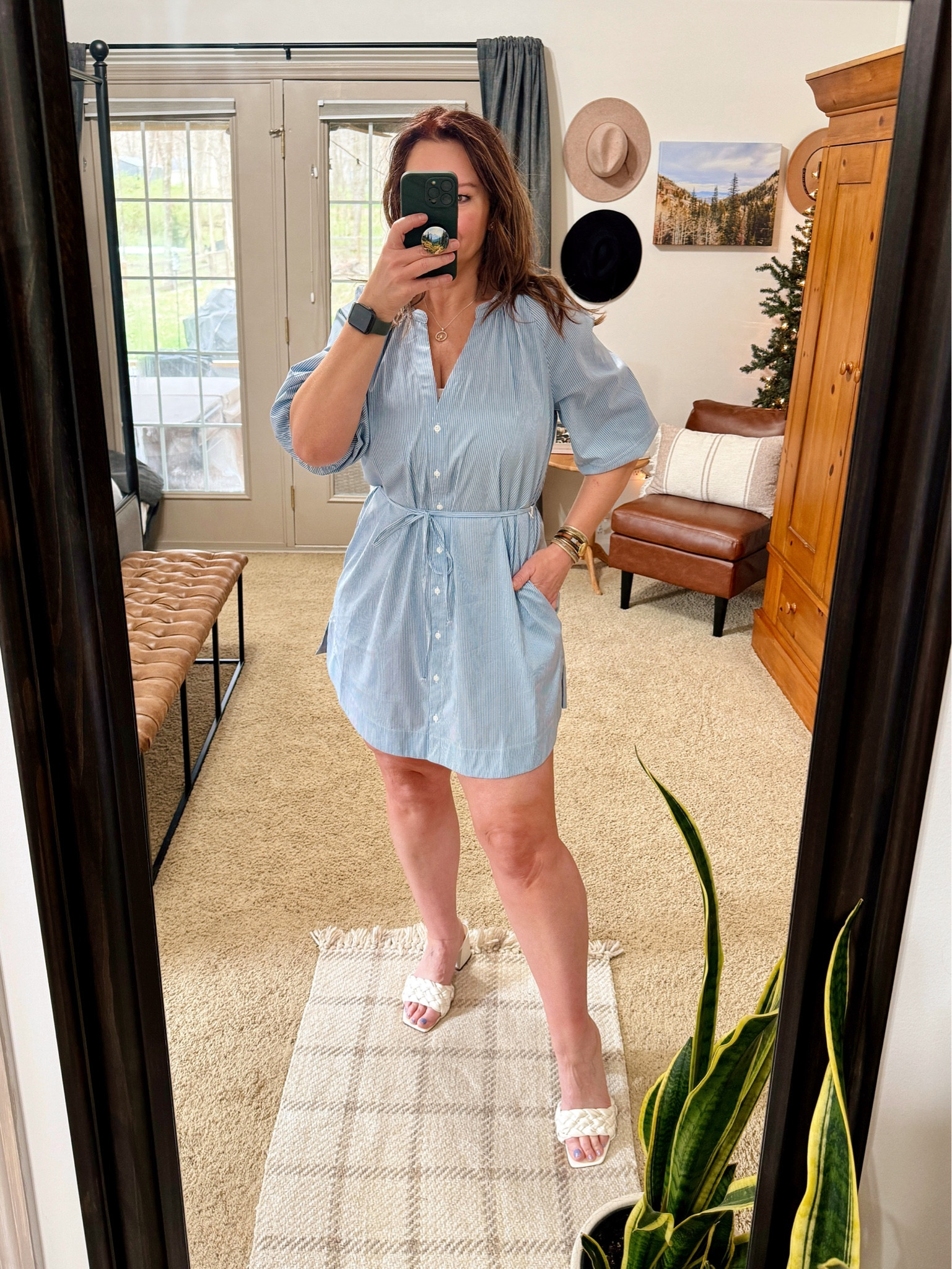 Spring Outfit. Shirt dress. Wearing size L  
Also comes in solid black  

#LTKSeasonal #LTKfindsunder50 #LTKxTarget