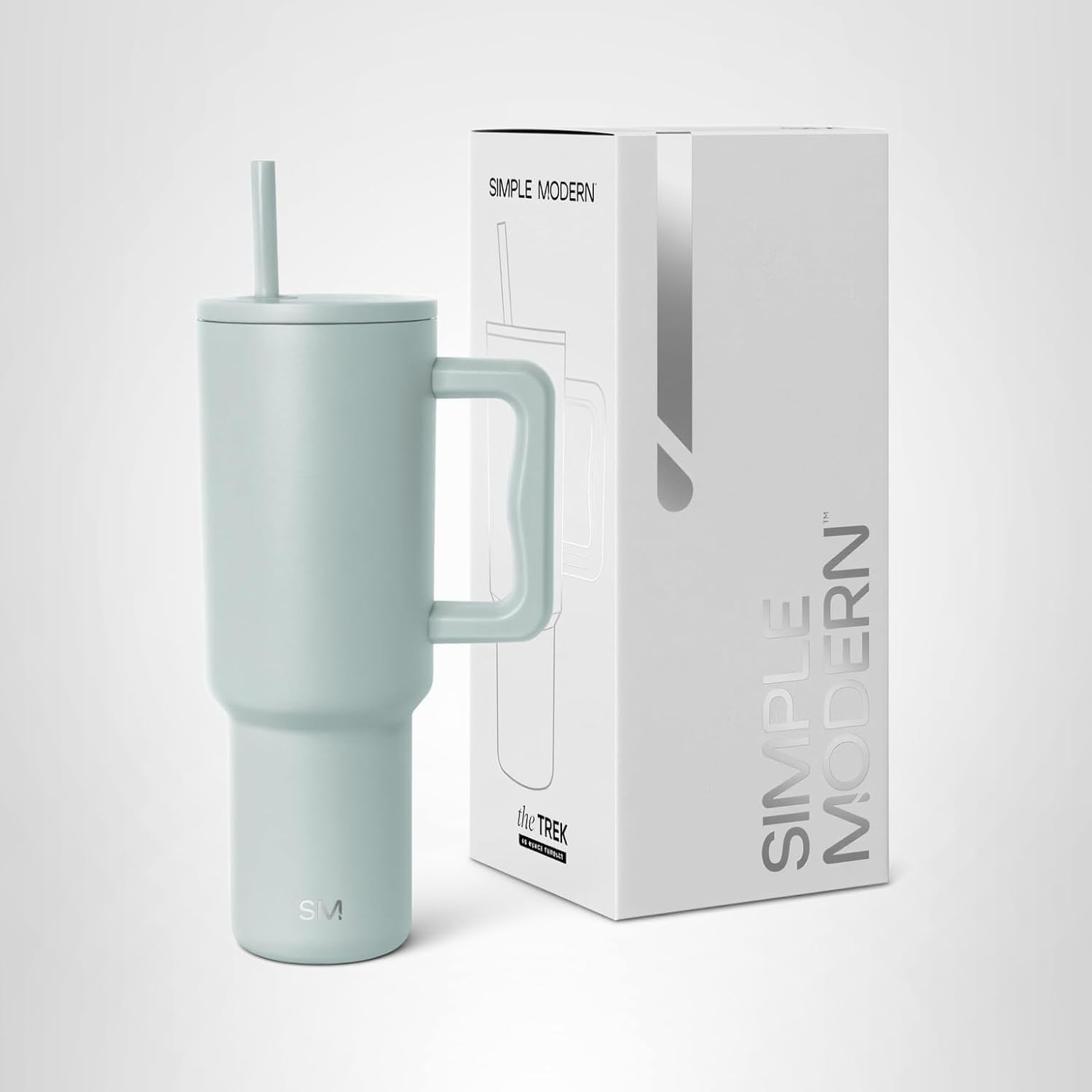 Simple Modern 40 oz Trek Tumbler with Handle and Straw Lid | Cup Holder Friendly Insulated Stainless Steel Travel Mug | Sea Glass Sage | Amazon (US)