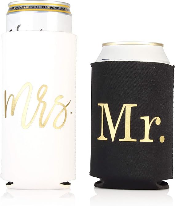 Standard Mr. Can Cooler and Slim Mrs. Can Cooler- Newlywed Gift for the Couple- Wedding- Honeymoo... | Amazon (US)