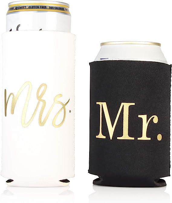 Standard Mr. Can Cooler and Slim Mrs. Can Cooler- Newlywed Gift for the Couple- Wedding- Honeymoo... | Amazon (US)