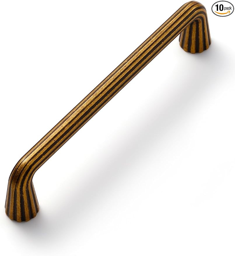 10 Pack Antique Brass Cabinet Pulls 5" Hole Center Vintage Drawer Pulls Bathroom Dresser Handles ... | Amazon (US)