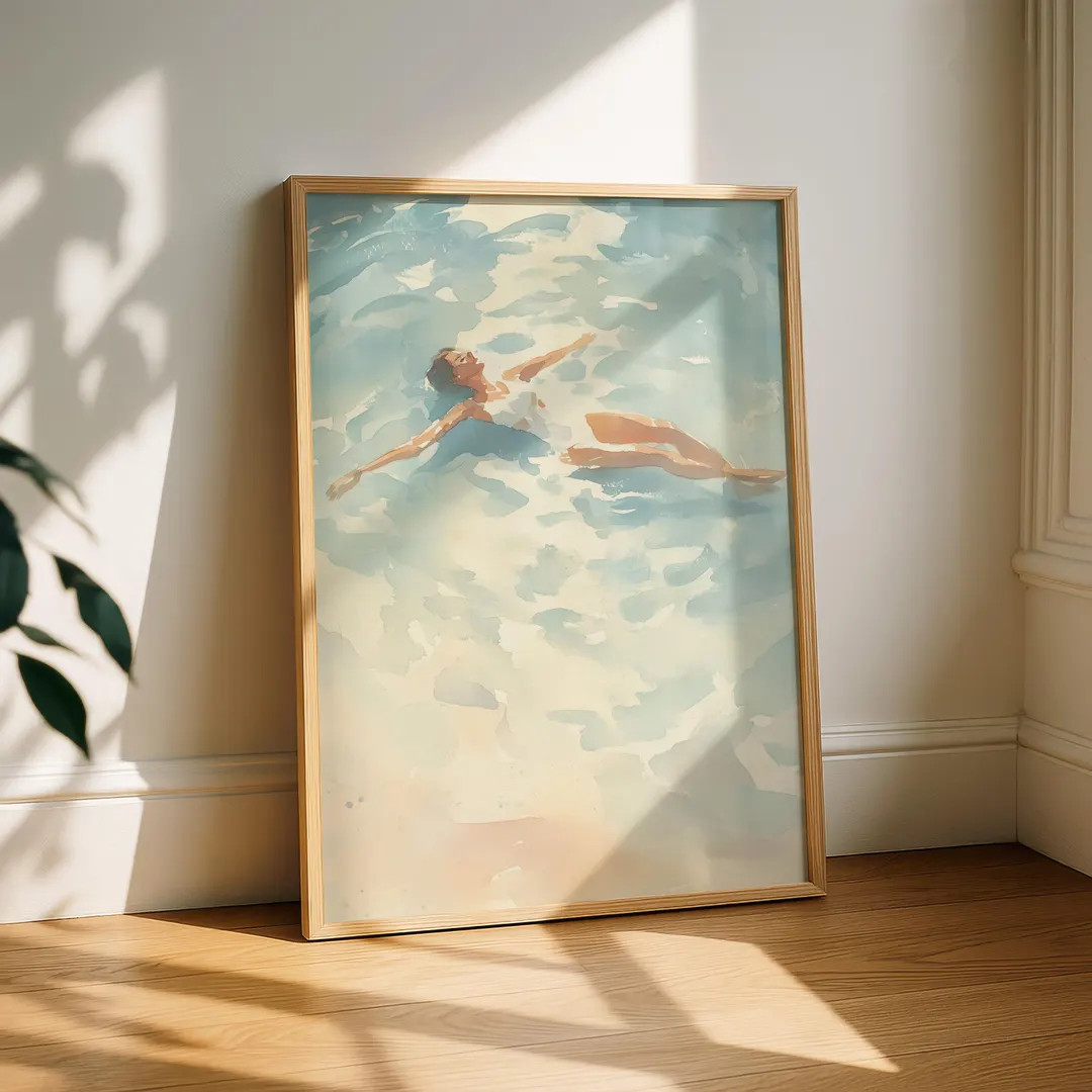Ocean Wall Art: Peaceful Swimming Scene – Soft Coastal Seascape Print | Etsy (US)