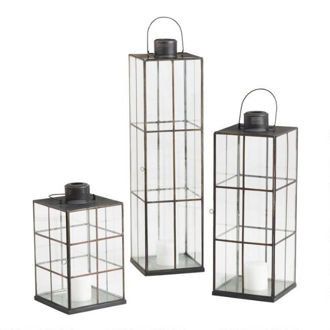 Black Iron Windowpane Cargo Lantern | World Market