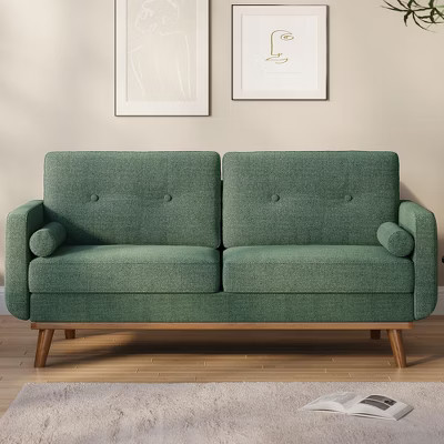 Garvee 65" Loveseat Sofa, Mid Century Modern Couch Couch, Linen Upholstered Sofa for Living Room, Bedroom, Office, Green | Target