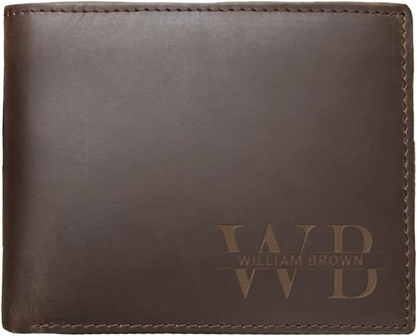 Custom Wallets for Men, Leather Wallets with Engraved Name, Personalized Gifts for Dad, Husband, ... | Amazon (US)
