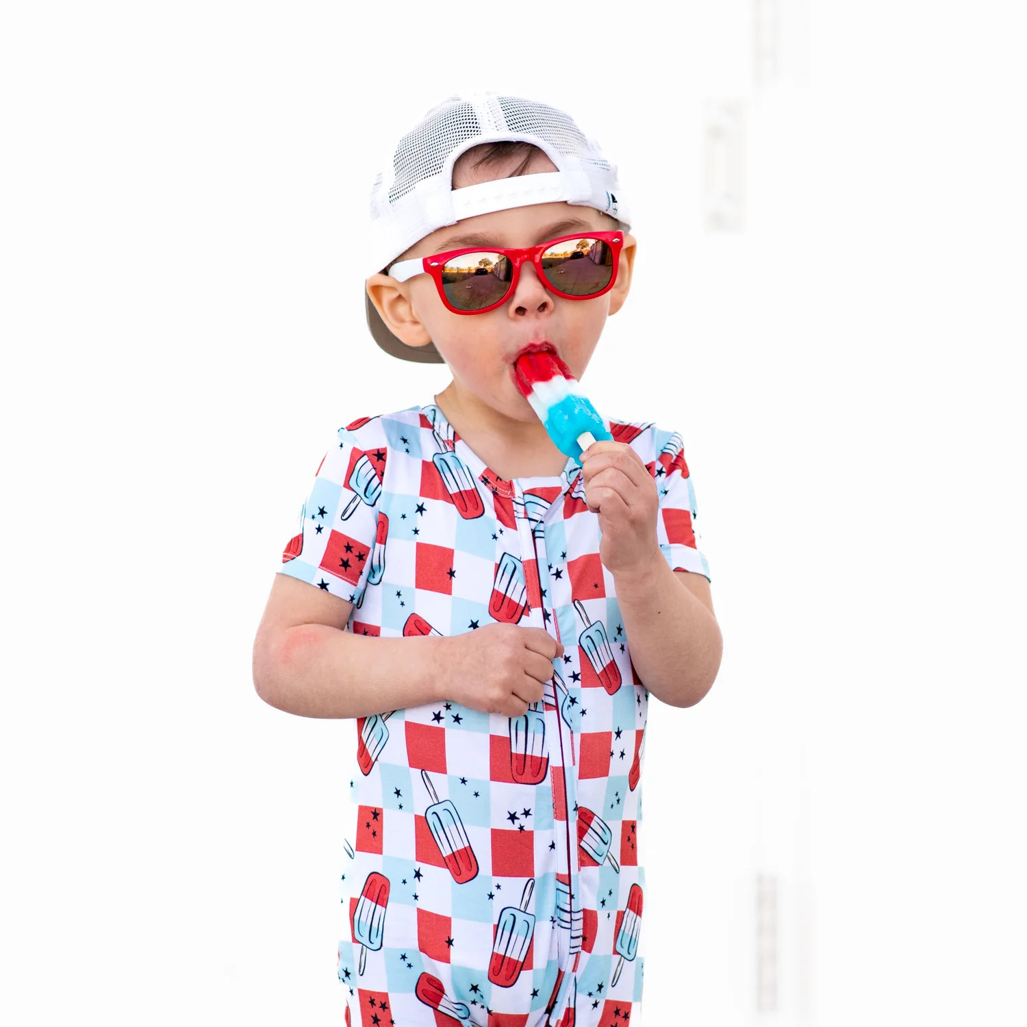 SHORTIE ZIP ROMPER - Bomb Pops | millie + roo