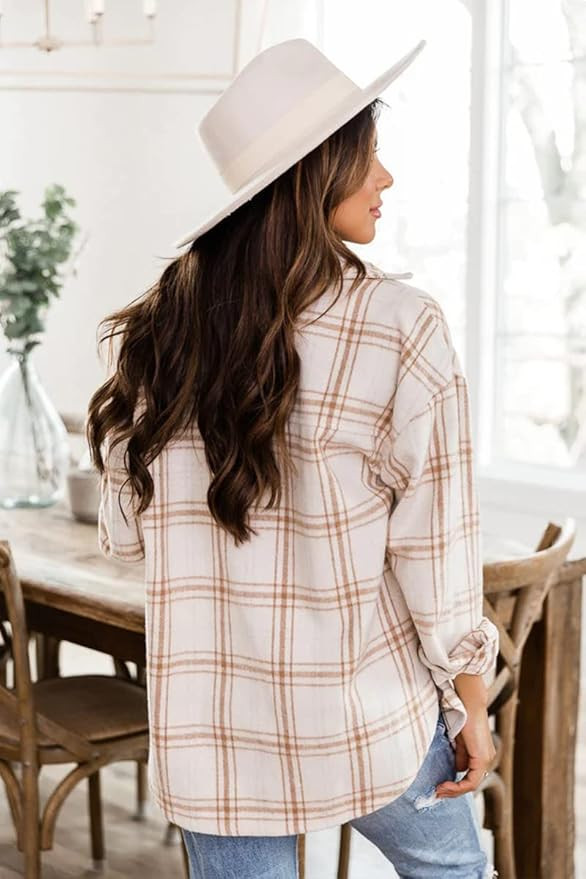 AUTOMET Womens Casual Plaid Shacket Button Down Long Sleeve Shirt Fall Jacket Shackets Shirts Fas... | Amazon (US)