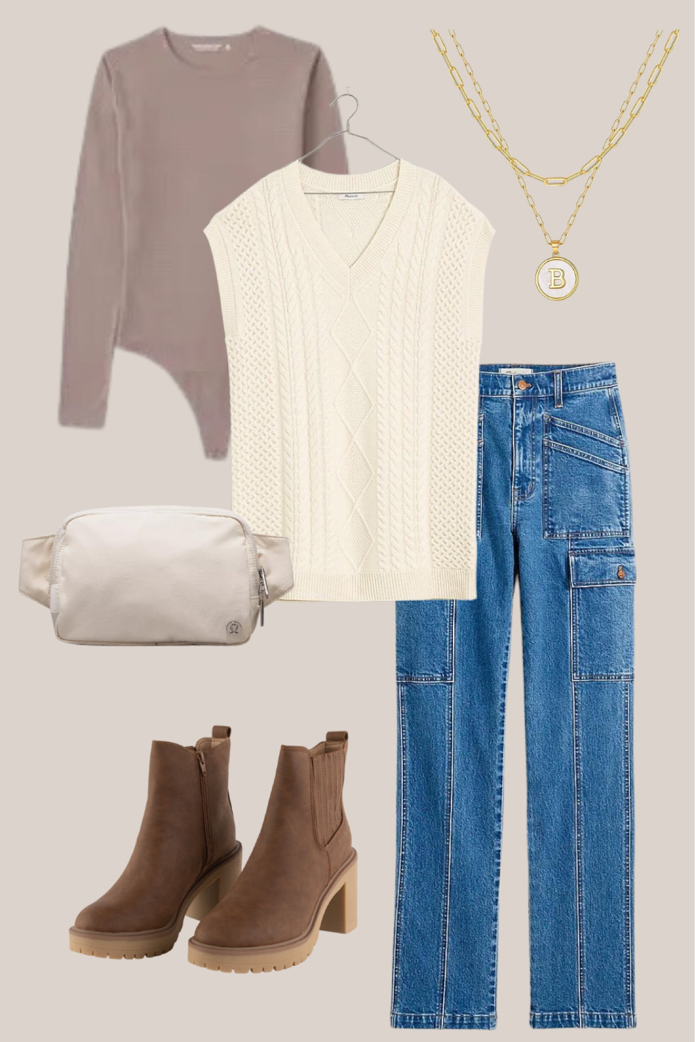 Fall and Winter Outfit, Neutrals, Cargo Jeans, Straight Leg Pants / Jeans.

#LTKSeasonal #LTKfindsunder100 #LTKfindsunder50