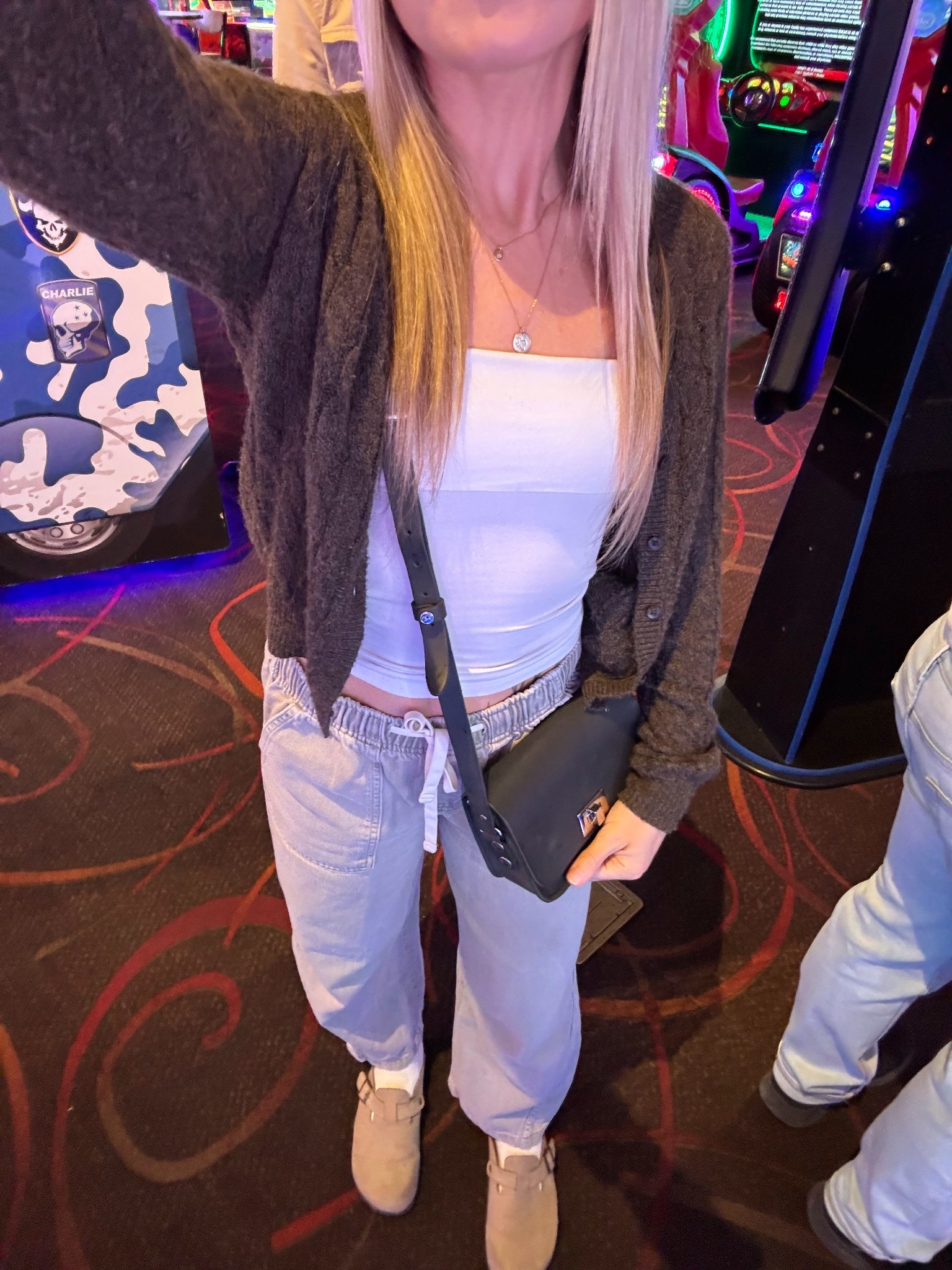 Arcade night 🕹️👾🎯

Cardigan: XS 
Tube top: XS (Aerie fold over tube top - tagged very similar form Aerie)
Pants: XS

Barrel leg, tan pants, white top, aerie, gap, casual fit, ootd 

#LTKSaleAlert #LTKSeasonal #LTKFindsUnder50