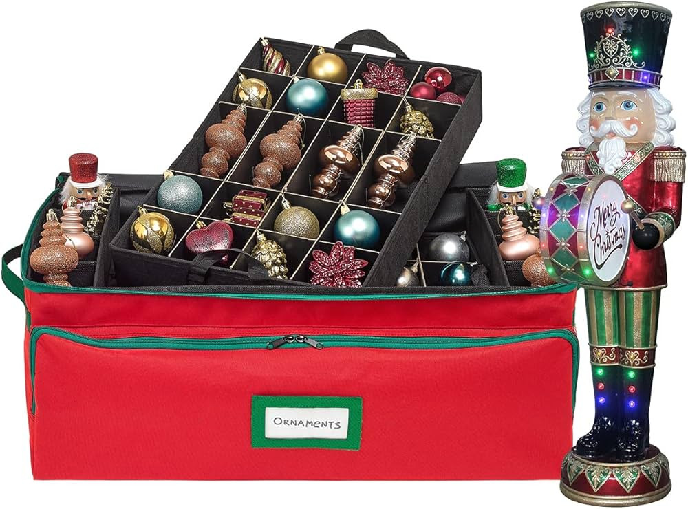 Premium Christmas Ornament Storage Box - Hold Up to 72-3 Inch Ornaments, + 8 Side Slots for Figur... | Amazon (US)