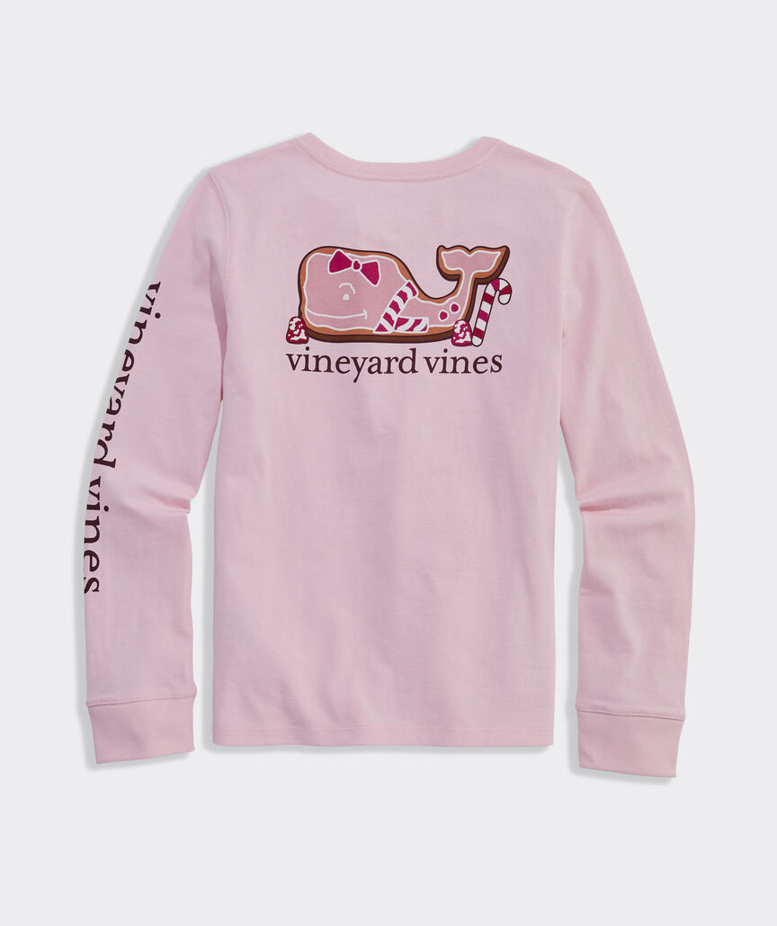Girls Glitter Gingerbread Whale Long-Sleeve Pocket Tee | vineyard vines