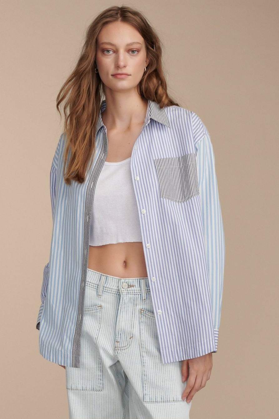 STRIPE MIX BOYFRIEND PREP SHIRT | Lucky Brand