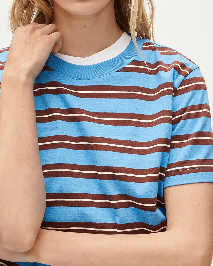 Boyfriend jersey relaxed cropped T-shirt in stripe | J. Crew US