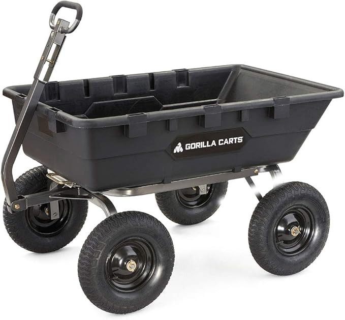 Gorilla Carts Heavy-Duty Poly Yard Dump Cart, 10 Cu Ft Tub, 1500 lb Haul Capacity, Black – Towa... | Amazon (US)