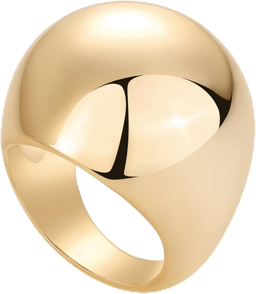 PAVOI 14K Gold Plated Chunky Domed Statement Ring for Women | Lightweight Trendy Sphere Rings | S... | Amazon (US)
