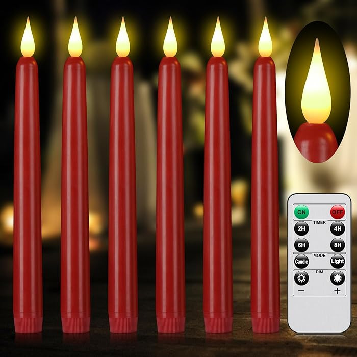 Flameless Taper Candles with Remote Control,6pack Dripless Plastic LED Candles,Flickering Battery... | Amazon (US)
