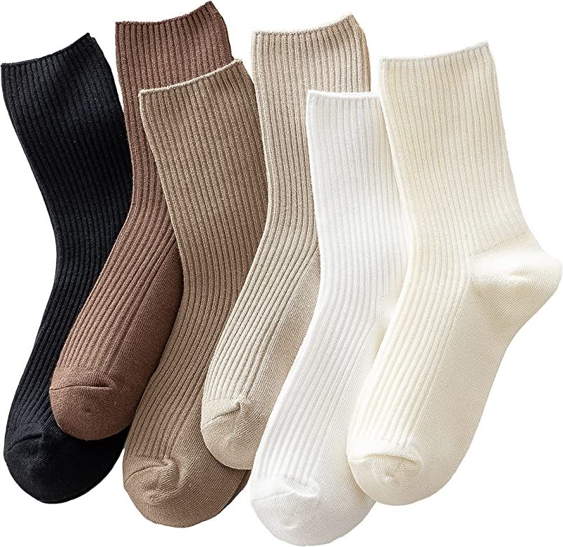 ACCFOD Womens Cute Long Socks Casual Aesthetic Crew Socks Cotton Athletic Socks for Women Granola Gi | Amazon (US)