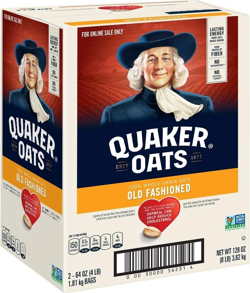 Quaker Old Fashioned Rolled Oats, Non GMO Project Verified, Two 64oz Bags in Box, 90 Servings, 4 ... | Amazon (US)