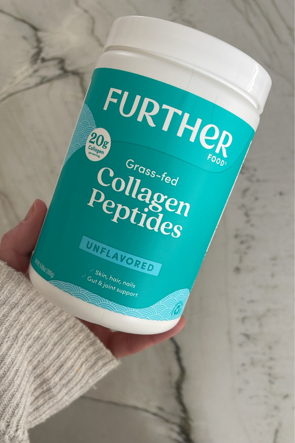 I use Further Food collagen peptides every morning by putting 1 scoop into my coffee. Each scoop has 20g of protein and is so great for your nails, hair, skin, joints, and gut health. Further Food is non-GMO, 3rd party tested, sugar and gluten free, and has no artificial ingredients. 10/10 recommend! 

#LTKBeauty #LTKFitness