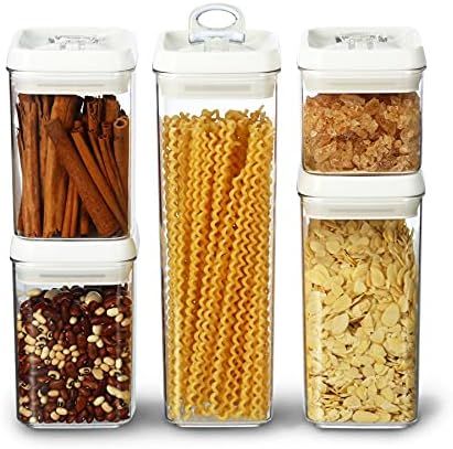 Felli Flip Tite Food Storage Container Set of 5 Patented Lids Airtight w Silicone Plastic Kitchen... | Amazon (US)