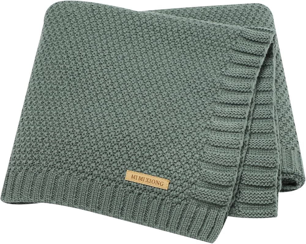 mimixiong Baby Blanket Knit Toddler Blankets for Boys and Girls Dark Greenish 40 x30 Inch | Amazon (US)