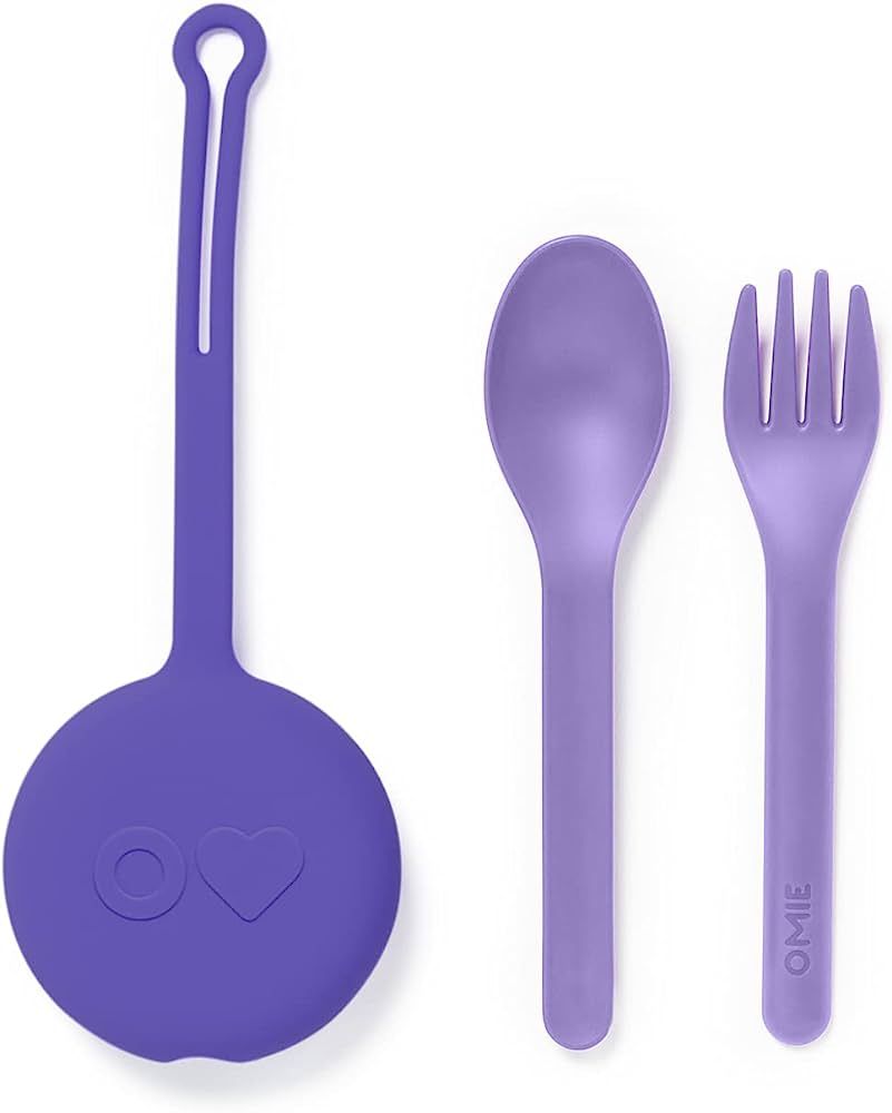 OmieBox Kids Utensils Set with Case - 2 Piece Plastic, Reusable Fork and Spoon Silverware with Po... | Amazon (US)