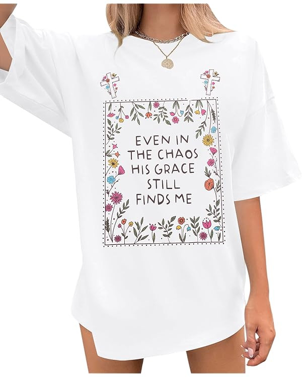 Christian T Shirts for Women Oversized Faith Shirt Religious Graphic Tee Bible Verse Short Sleeve... | Amazon (US)
