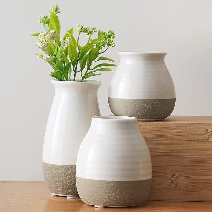 Amazon.com: Modern Farmhouse Decor, Vases for Decor, Ceramic Vase Modern Home Decor, Rustic Home ... | Amazon (US)