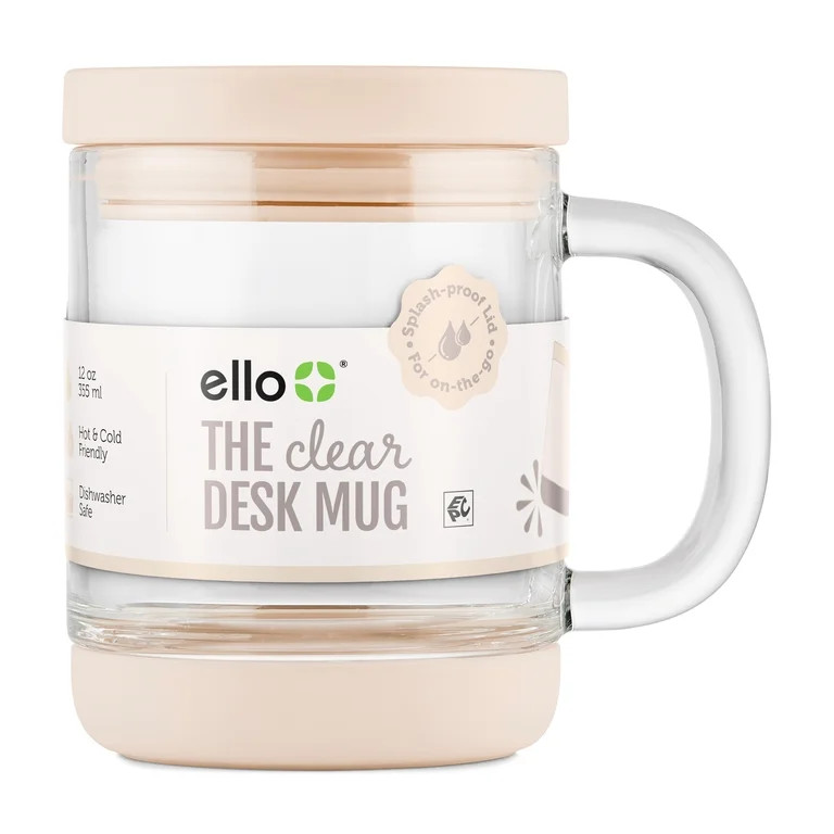 Ello Nova Shine 12oz Glass Mug with Lid | Built-In Handle, Silicone Boot, BPA Free, Dishwasher Sa... | Walmart (US)