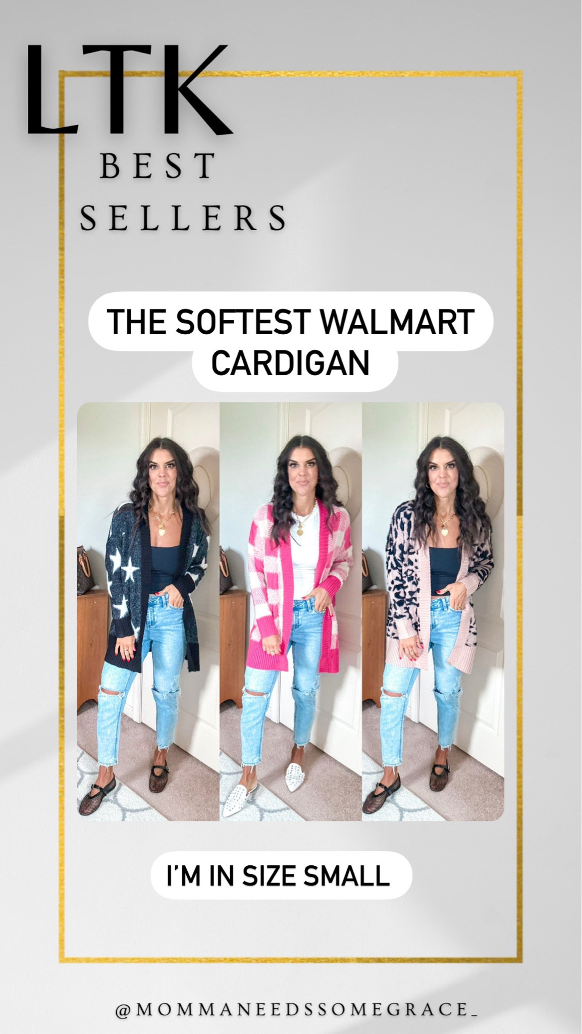 Weekly most sold items- Walmart cardigan. It’s SO soft! Size small 
Size 2 in jeans 

#LTKSeasonal #LTKFindsUnder100 #LTKStyleTip