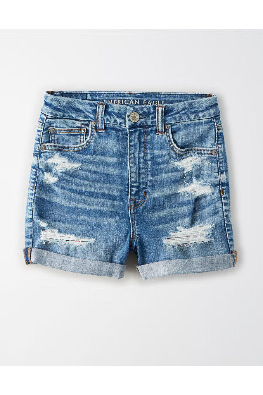 AE Ne(x)t Level Curvy High-Waisted Short Short Women's Medium Bright Indigo 20 | American Eagle Outfitters (US & CA)