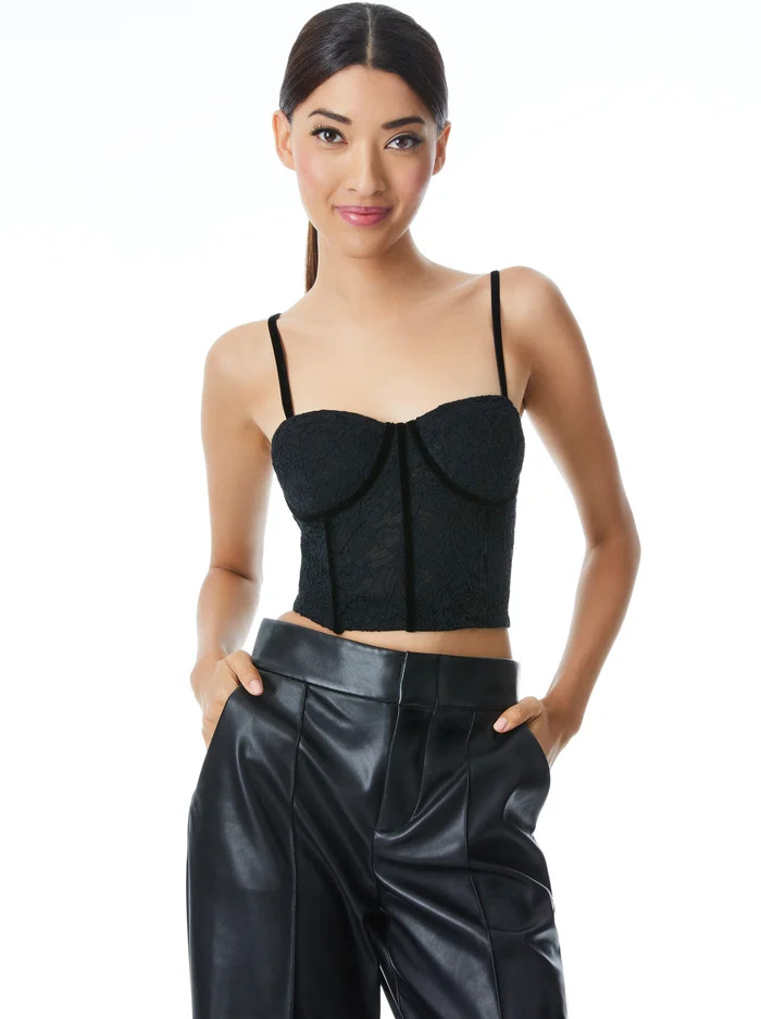 LORETTE LACE BUSTIER CROP TOP | Alice + Olivia