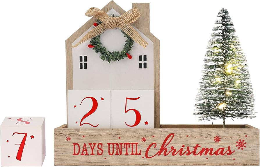 JOEJET Christmas Countdown Calendar, Days Until Christmas Countdown Blocks, Wooden Advent Calenda... | Amazon (US)