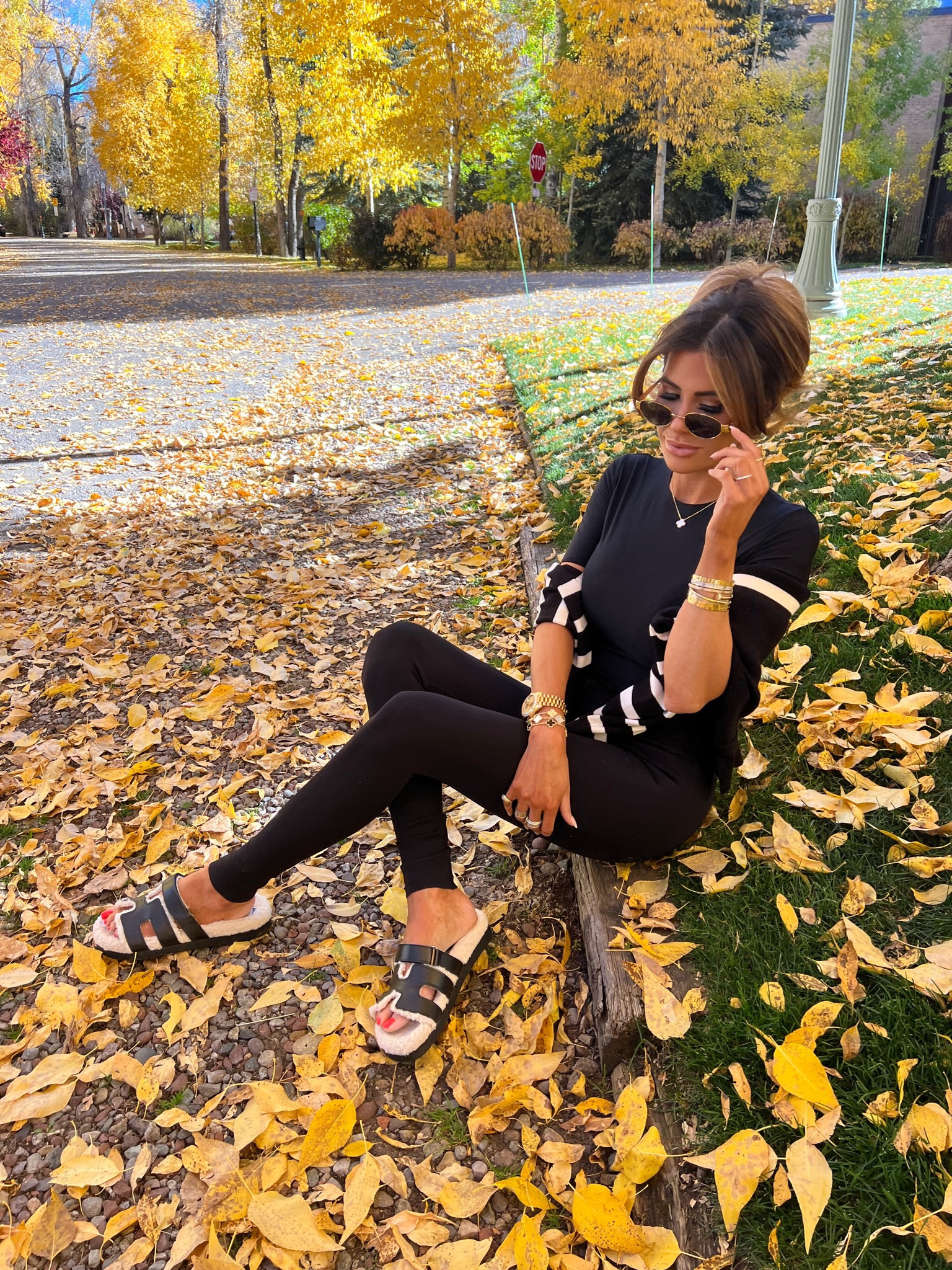 Wearing a small in top and leggings. I went up half a size in shoes Steve Madden mayden 

Fall shoes, Hermes chypre lookalike, Celine sunglasses, Fall fashion, casual fall outfit, black leggings, flattering leggings, best leggings, Sherpa shoes, Steve Madden, Aspen style, commando, Emily Ann Gemma, faux shearling sandals, fall outfit inspo 2023, best black leggings, most flattering black leggings, emily ann gemma fall style 

#LTKstyletip #LTKtravel #LTKSeasonal