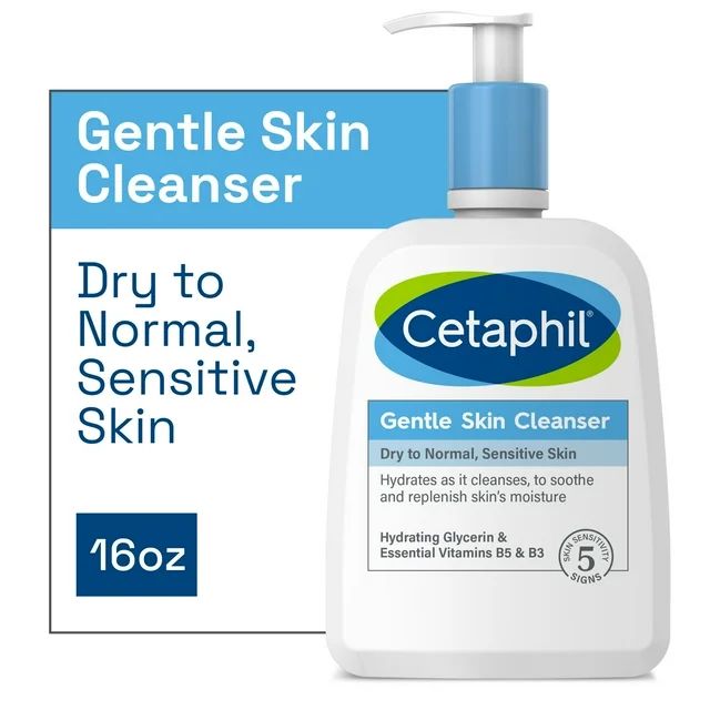 Cetaphil Face Wash, Hydrating Gentle Skin Cleanser for Dry to Normal Sensitive Skin, 16 oz | Walmart (US)
