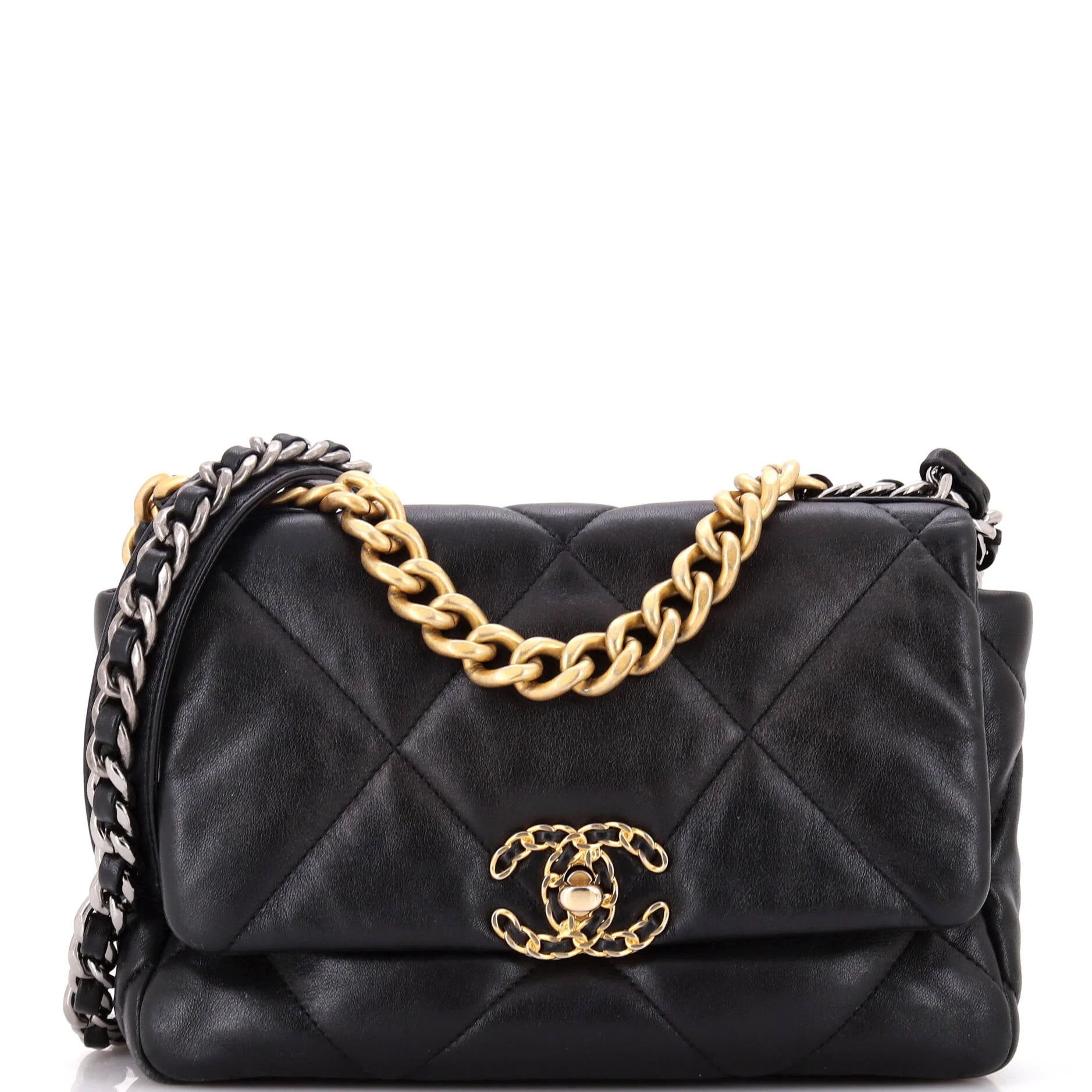 19 Flap Bag Quilted Leather Medium | Shop Simon