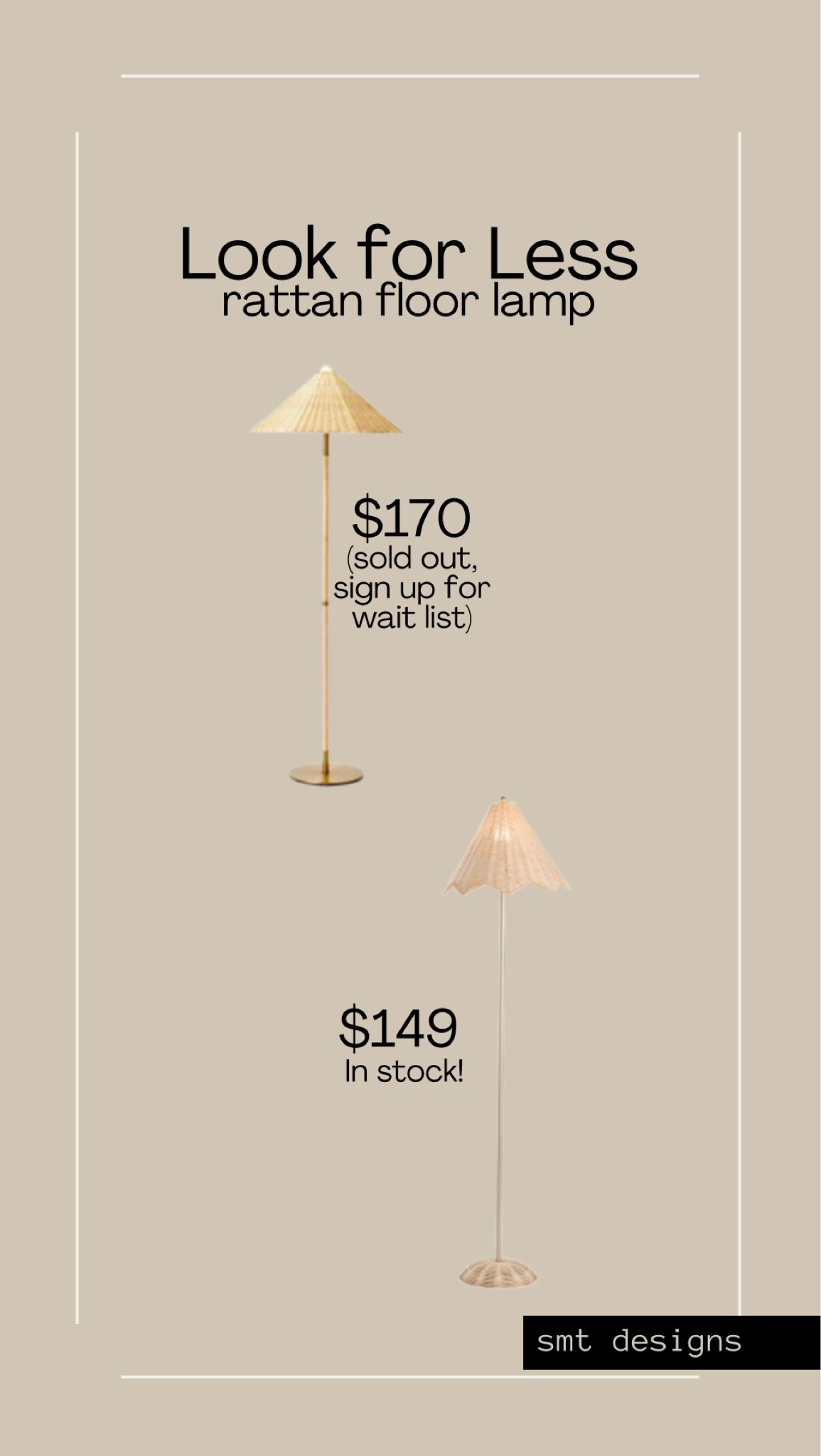 Look for less…rattan floor lamps

Studio McGee floor lamp, rattan lamp, rattan decor, neutral home decor, neutral light fixture

#LTKstyletip #LTKFind #LTKhome