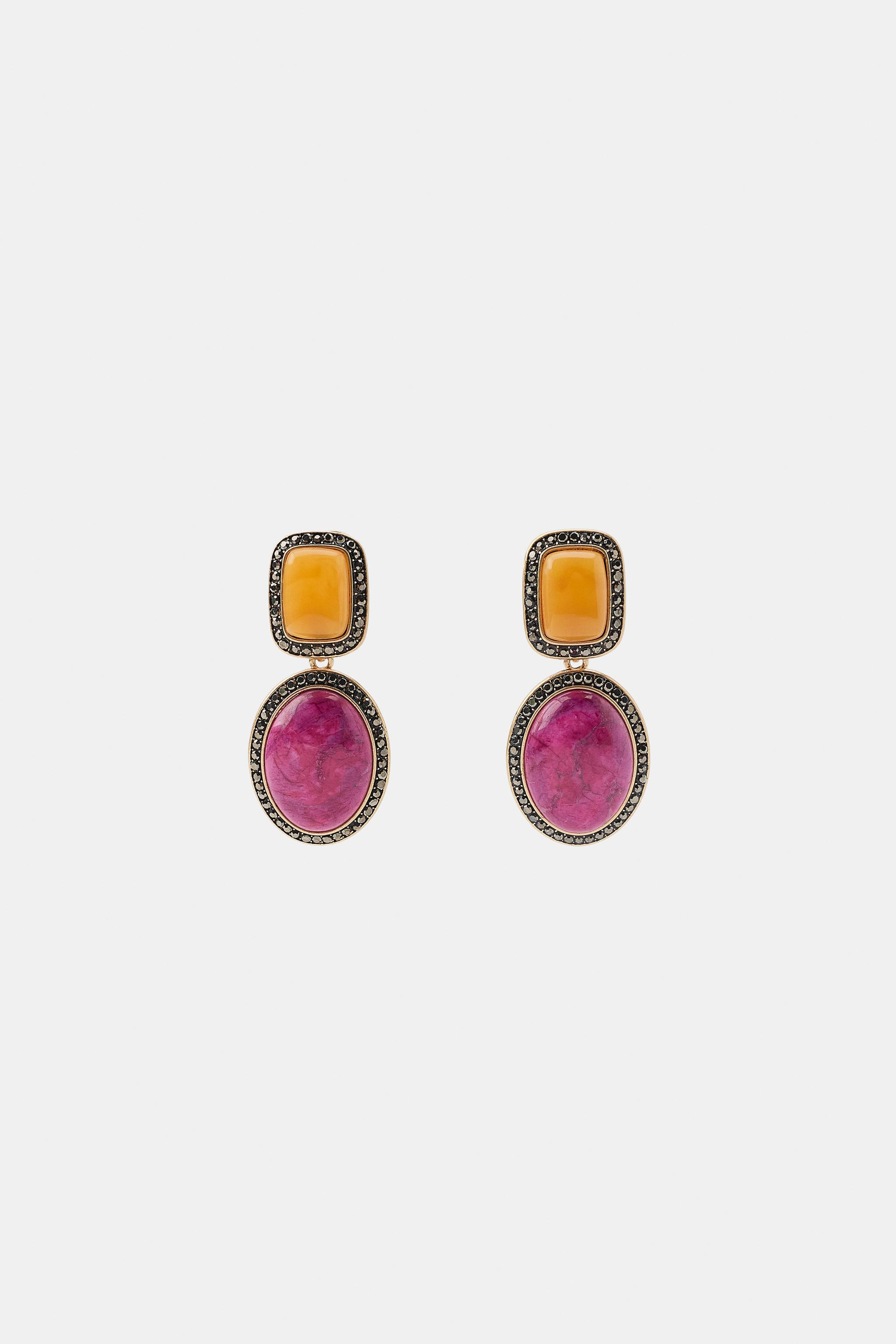 SPARKLY STONE EARRINGS | Zara US